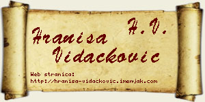 Hraniša Vidačković vizit kartica